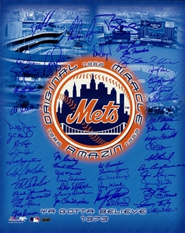 New York Mets Greats Mutli Signed 16x20 Mets Tribute Photo With 50 Signatures (Steiner)